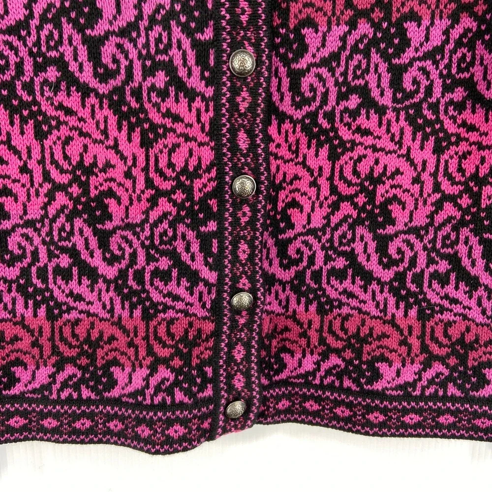 Nomadic Traders‎ Black Pink Ombre Knit Cardigan Sweater Womens Small - Picture 2 of 8
